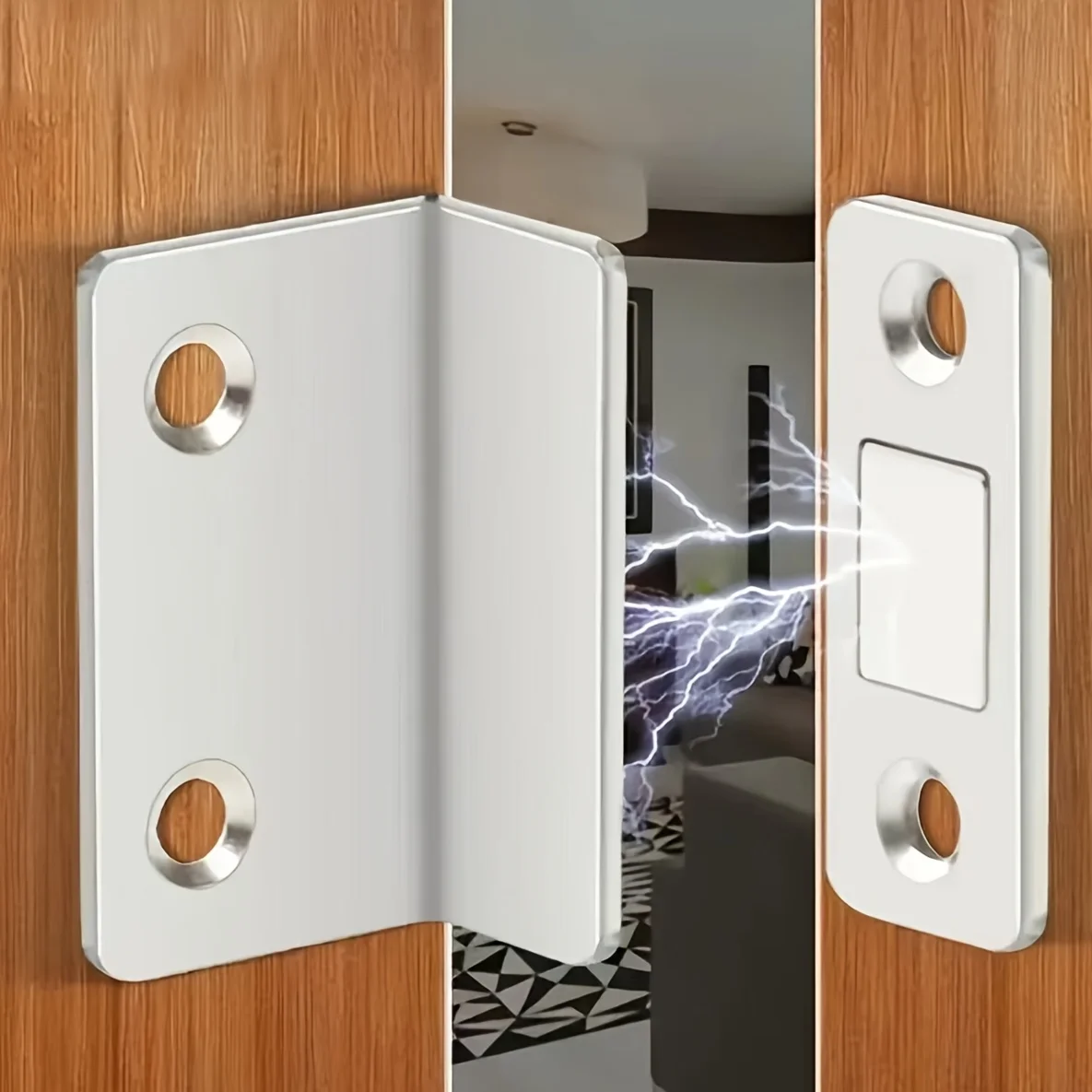2 Set Ultra-Thin Magnetic Latches Adhesive-Sealed Drawer Magnets for Cabinet Door Kitchen Wardrobe Magnetic Strips Sticker Screw
