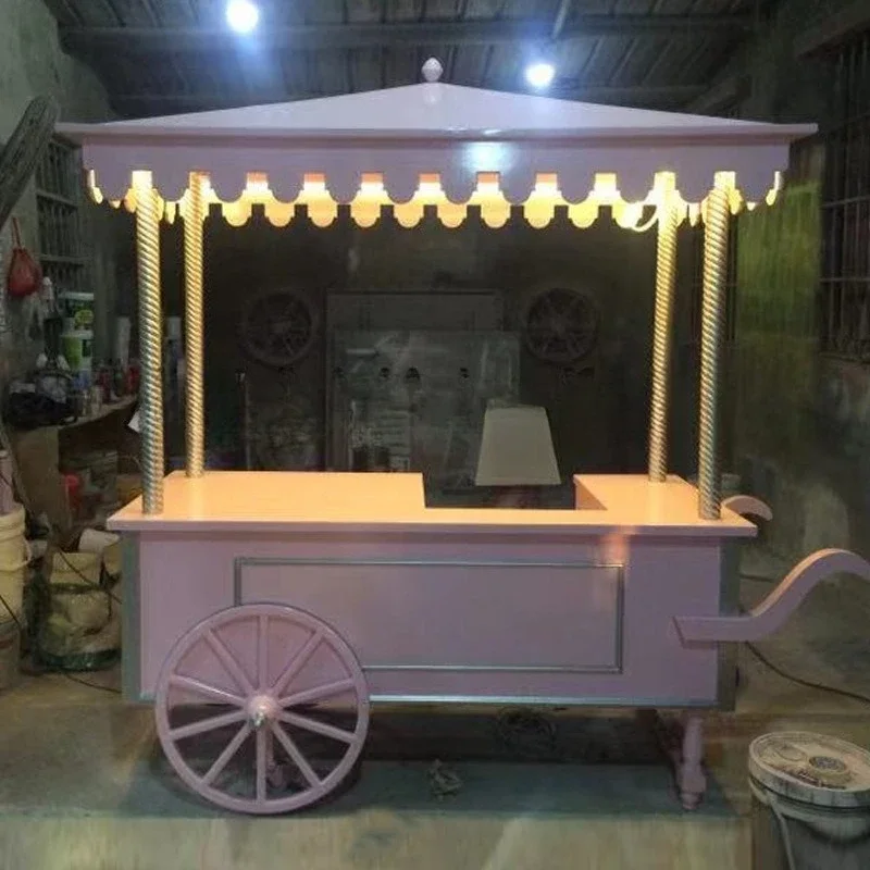 Spring Festival shopping mall decoration float, marshmallow movable square wooden bowl cake snack cart