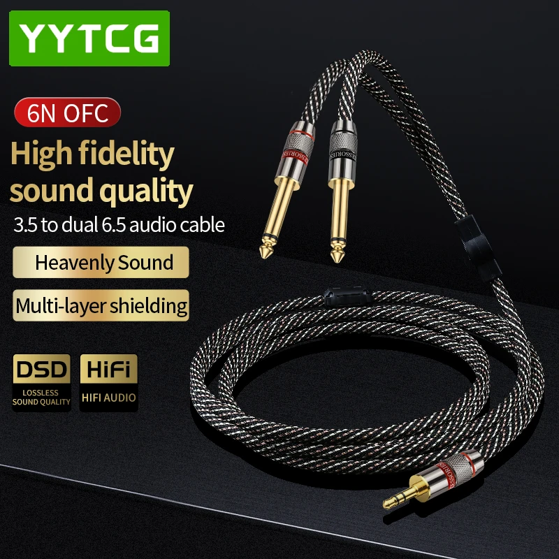 3.5 to dual 6.5 high-fidelity pure copper wires for mobile phones, computers, mixing consoles, power amplifiers and speakers