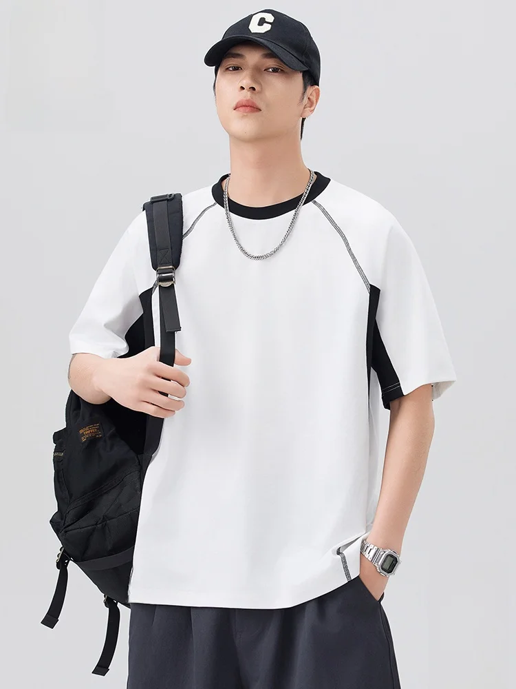 

Мужская футболка Paul Frank American Style, летняя, из ледяного шелка, тонкая, свободная, повседневная, с цветными блоками, с коротким рукавом, дышащая, комфортная, из хлопка.