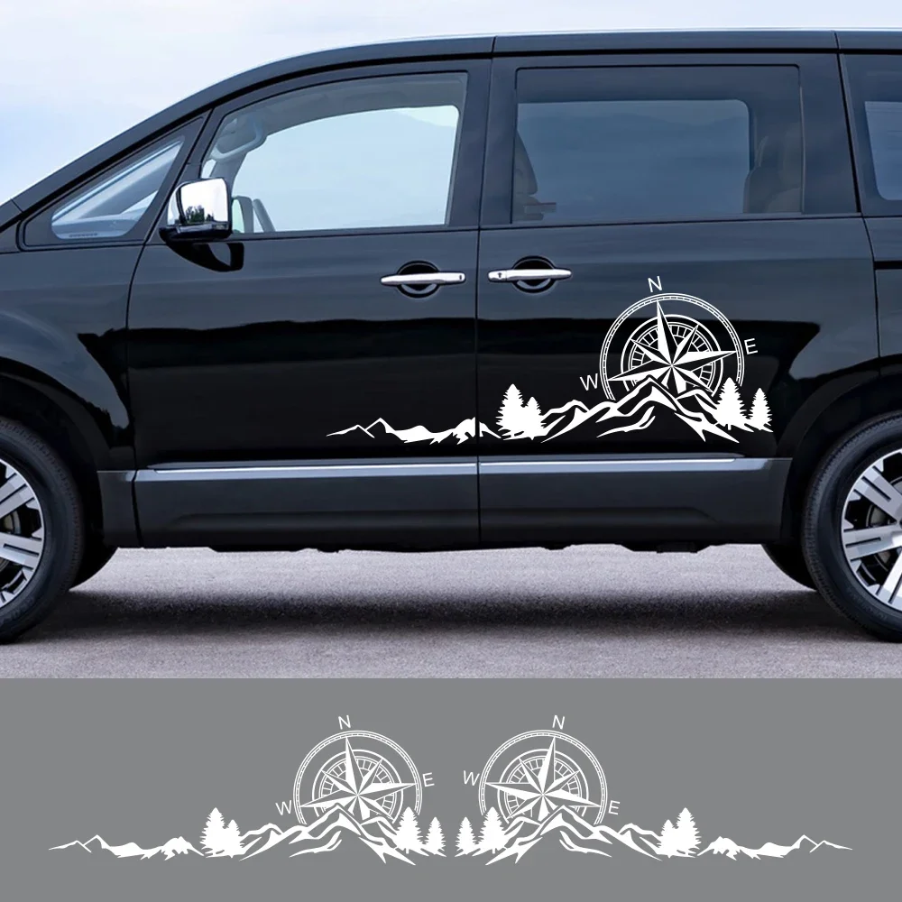 Car Stickers Mountain Compass Decoration for SUV Camper RV Van Motorhome Caravan Pickup Vinyl Decal Auto Tuning Accessories