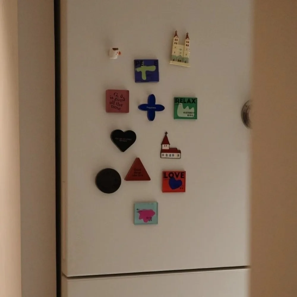 5pcs Inspirational English Fridge Magnet Beautiful Words Motivational Geometric Shape Refrigerator Magnet Love Heart