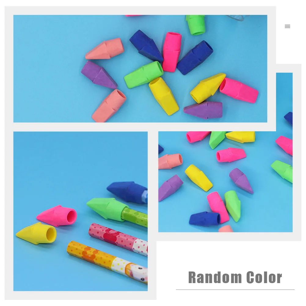 

50pcs Pencil Eraser Caps Students Pencil Protectors TPR Adorable Extenders Lightweight Practical School Supplies
