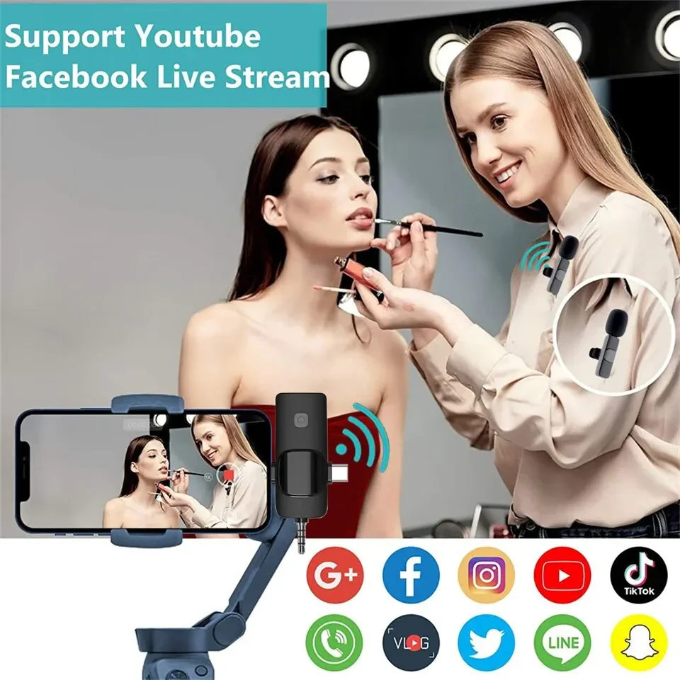 3 IN 1 Wireless Lavalier Microphone Noise Reduction 3.5MM Mini Lapel Mic for IPhone/Android Phone/Camera/Laptop Video Recording image 5