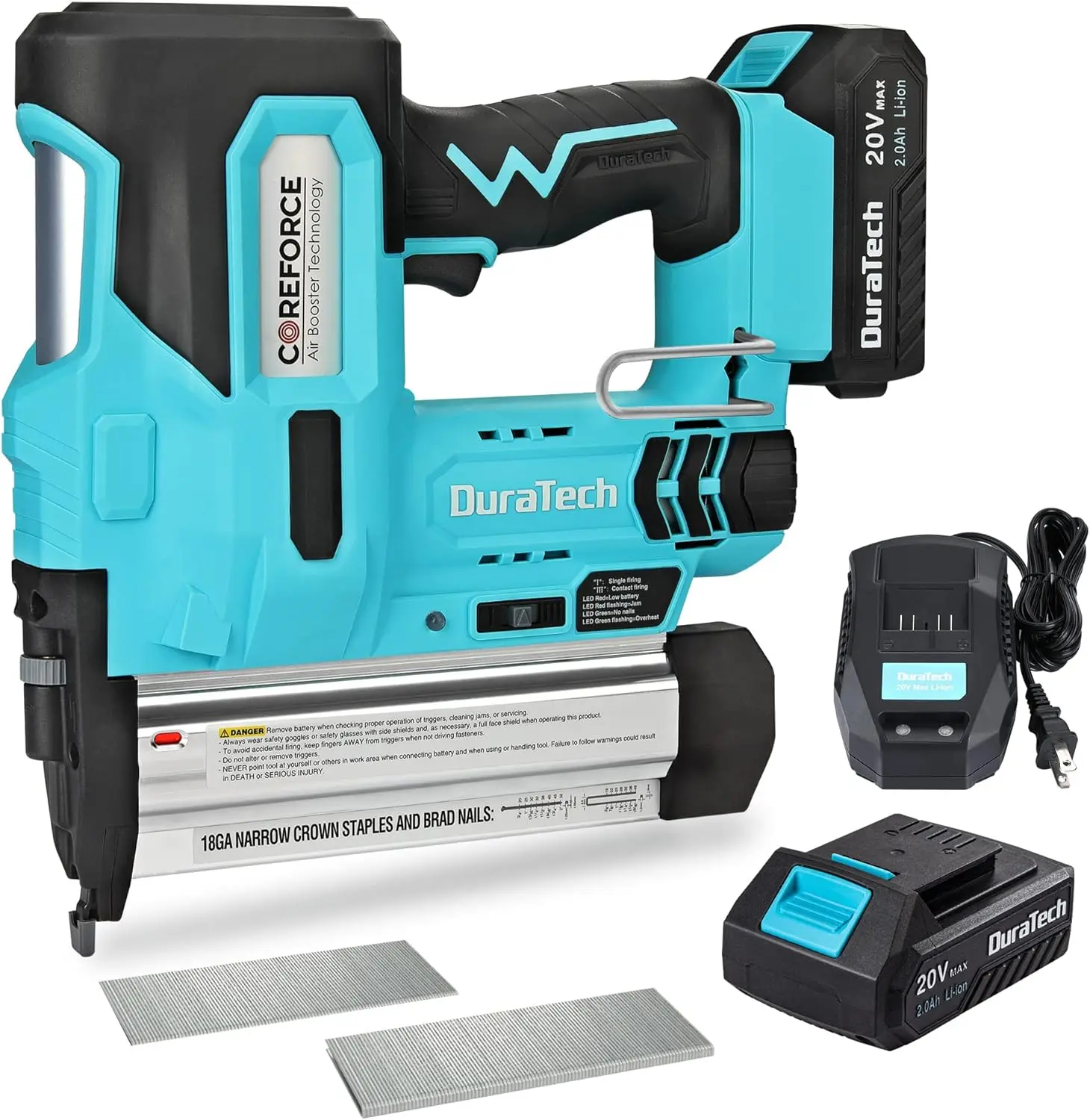 

NEW 20V Cordless Brad Nailer, 18 Gauge, 2-in-1 Nail/Staple Gun for Upholstery, Carpentry, Including 2.0Ah Rechargeable