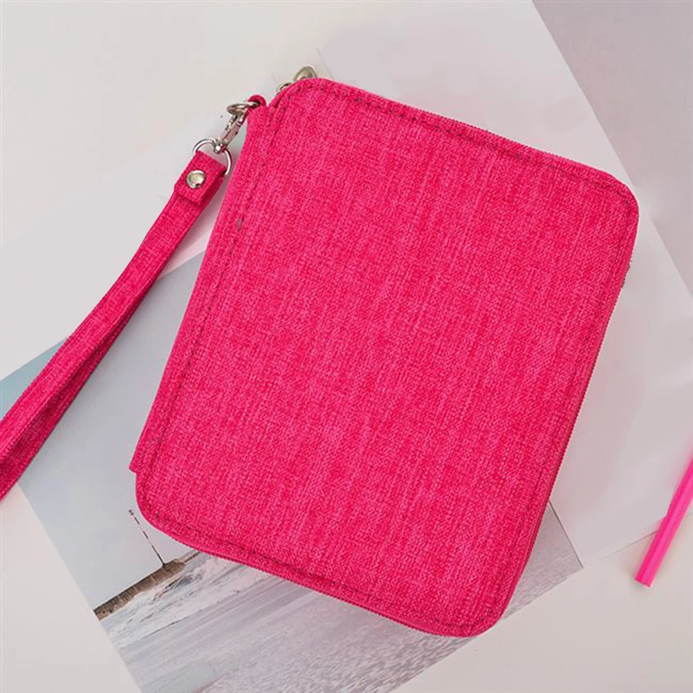 

1pc 78-holes Art Painting Pen Bag Student Stationery Bag Pencil Storage Bag for Pencil Pen Organize(Rose Red)