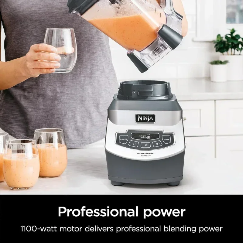 QWNinja BL660 Professional Compact Smoothie & Food Processing Blender,1100-Watts,3 Functions -for Frozen Drinks,Smoothies,