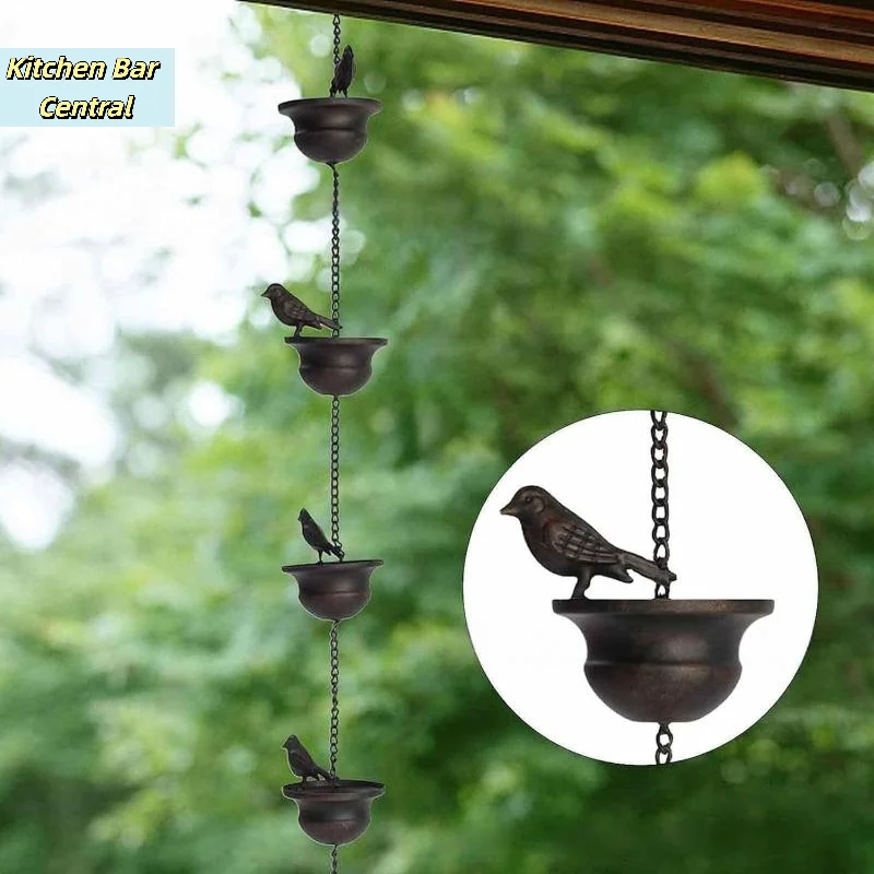 【Rain Catche Metal Downspout Tool 60/80/100/240cm Creative Birds Iron Rain Chains For Gutters Outdoor Roof Gutter Decor】
