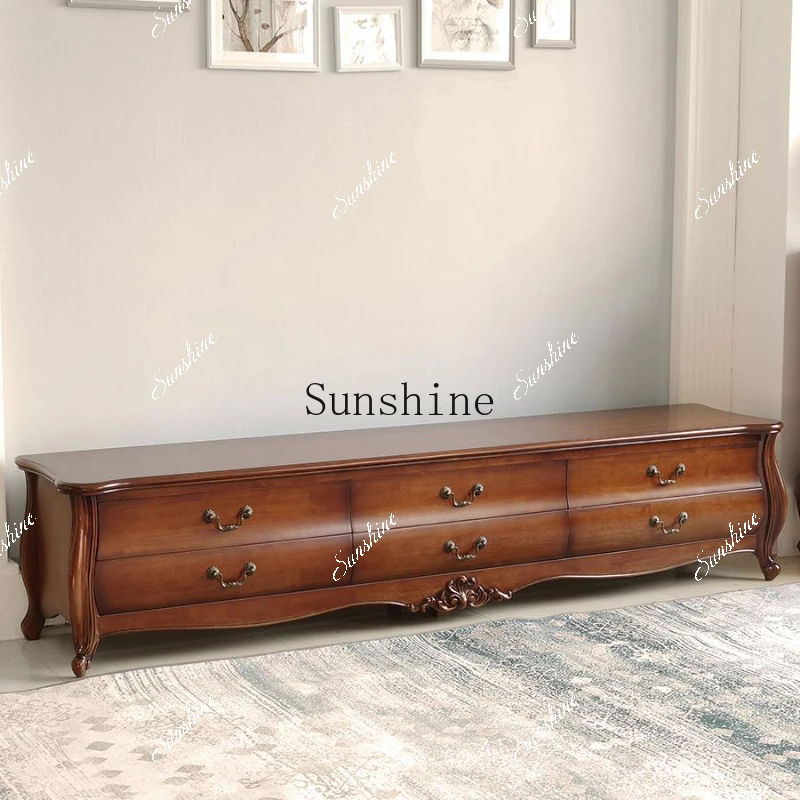 American TV Cabinet Super Long Pastoral Rural Retro Light Luxury Premium Combination Integrated Wine Cabinet  FT