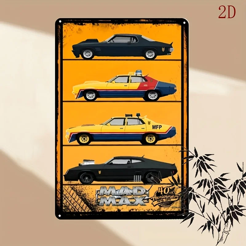 Vintage Mad Max Inspired Metal Tin Sign, , Weather-Resistant Iron Wall Hanging Decor for Room, Bar, Restaurant, Garage - Retro