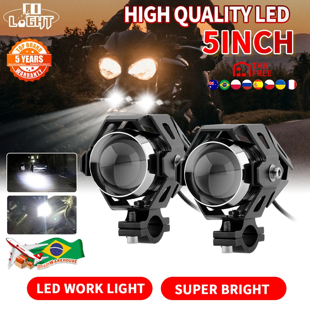 

CO LIGHT 5inch Auxiliary Spotlights Motorbike Spot High/Low 80W Bicycle Angel Eye Fog Light Headlight 4x4 ATV Bike SUV UTV