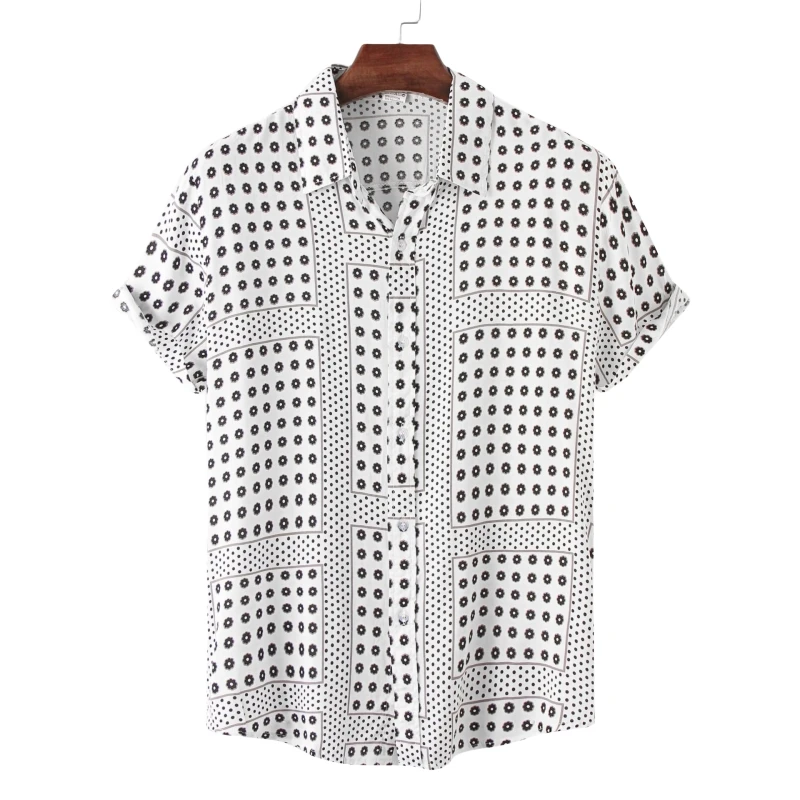 Men's Cotton Shirt Short Sleeve Shirts Man Fashion Clothing Blouses Social T-shirts Free Shipping Luxury Hawaiian High Quality