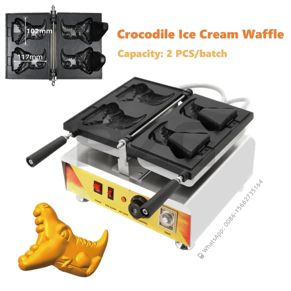 

Digital Electric 2pcs Crocodile Waffle Maker Animal Waffle Making Machine Ice Cream Filled Waffle Cone Maker Iron Plate Oven