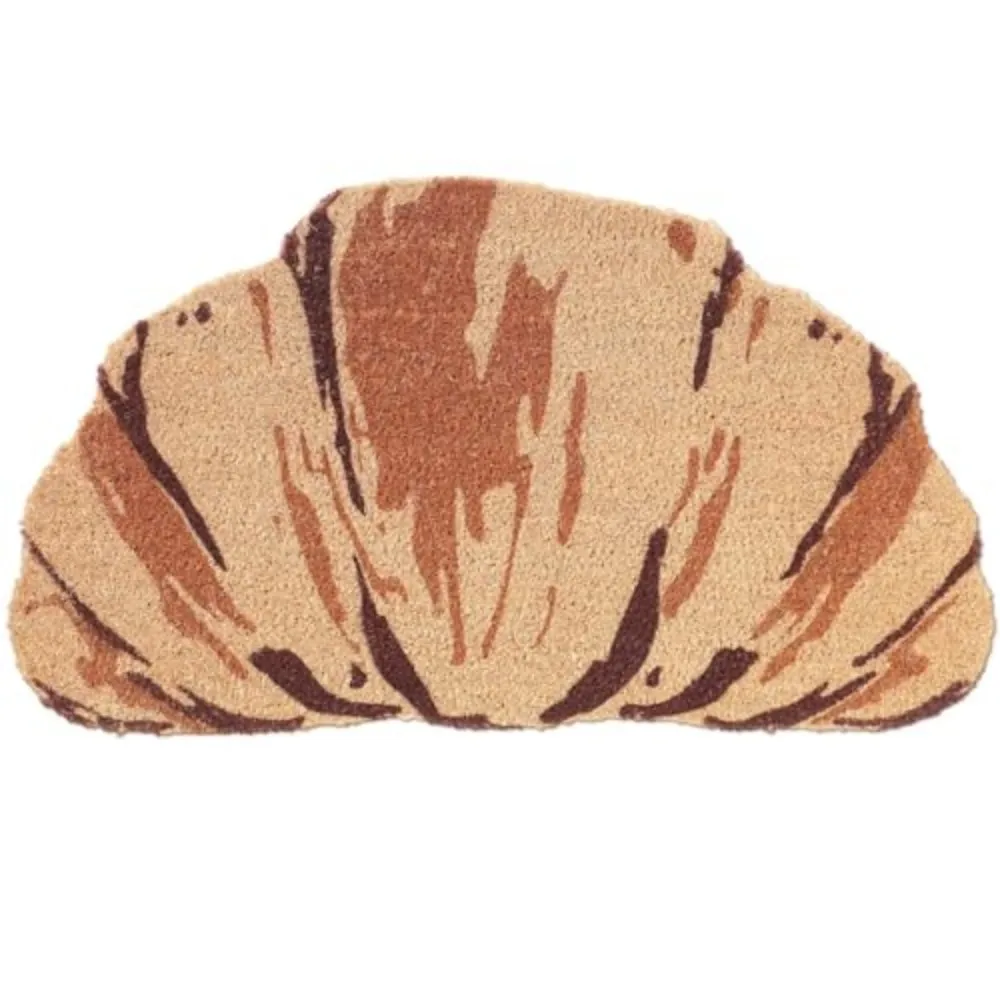 VIKAMA Natural Coconut Shell Croissant Rug Bakery Print Doormat Entrance Mat Indoor Outdoor Home Decor Accessories