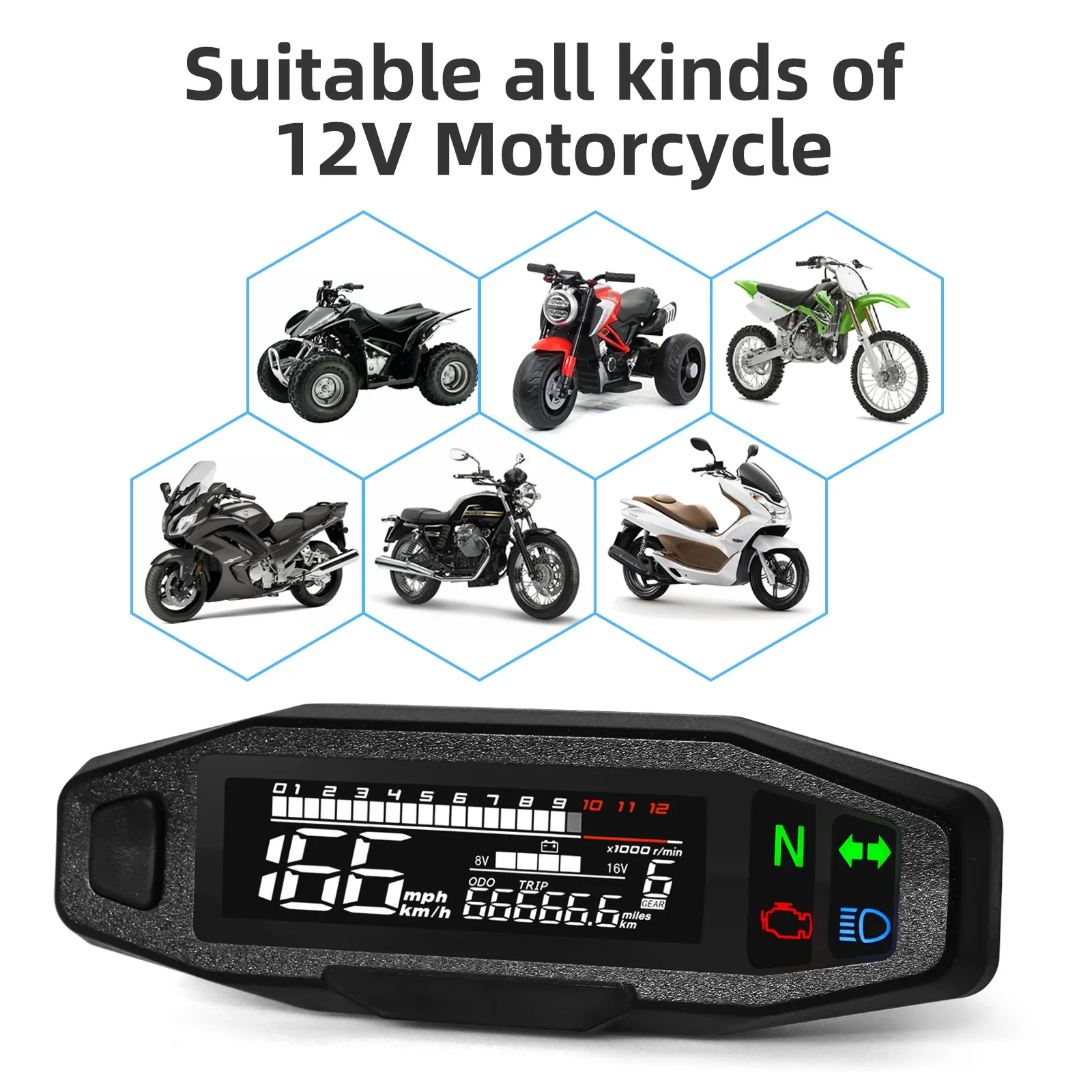 Nuovo tachimetro universale per moto moto cruscotto indicatore olio contagiri misuratori digitali set sensore contachilometri per russo KR200