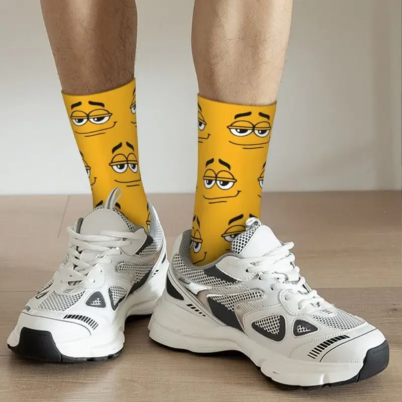 Cartoon Chocolate Blue Candy Faces Mens Crew Socks Unisex Funny 3D Printed Dress Socks