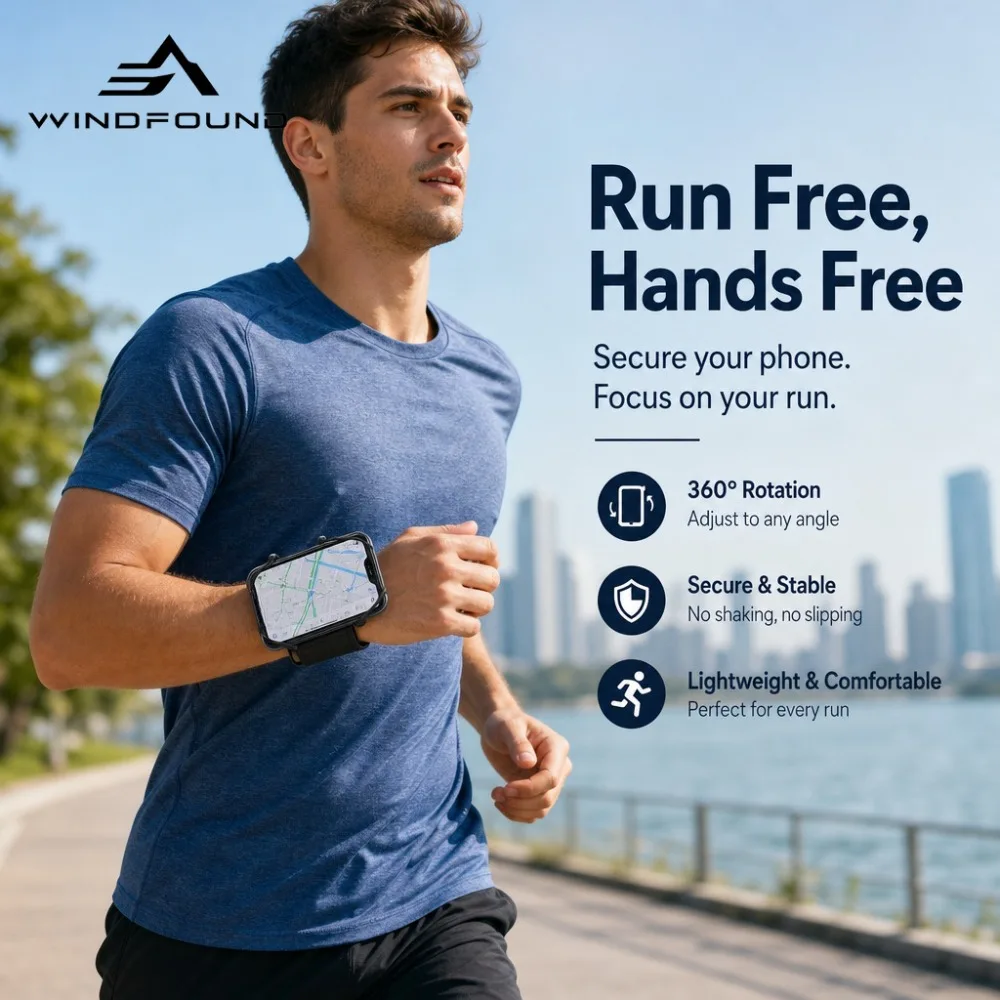 Rotating Waterproof Wristband Phone Holder for Outdoor Sports Silicone Sports Armband Phone Mount Wrist-Mounted Phone Holder