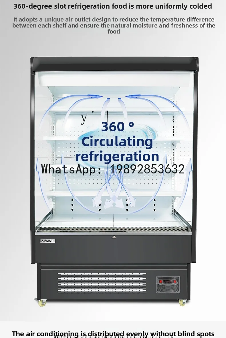 AB  air curtain cabinet fresh-keeping display cabinet refrigerated fruit and vegetable  commercial refrigerated vertical freezer