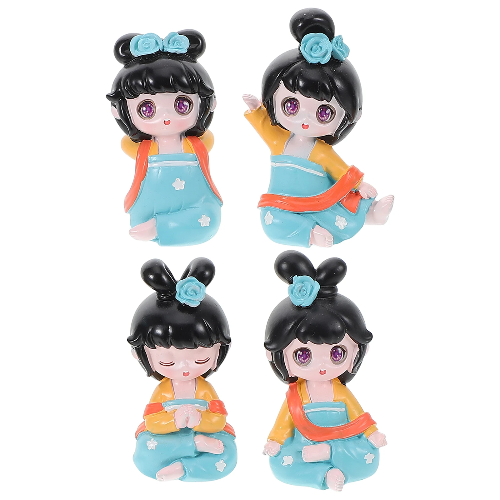 

4 шт., статуя девушки из смолы, элегантный декор для приборной панели Rv, украшение для интерьера автомобиля, украшение для рабочего стола, офисный домашний акцент