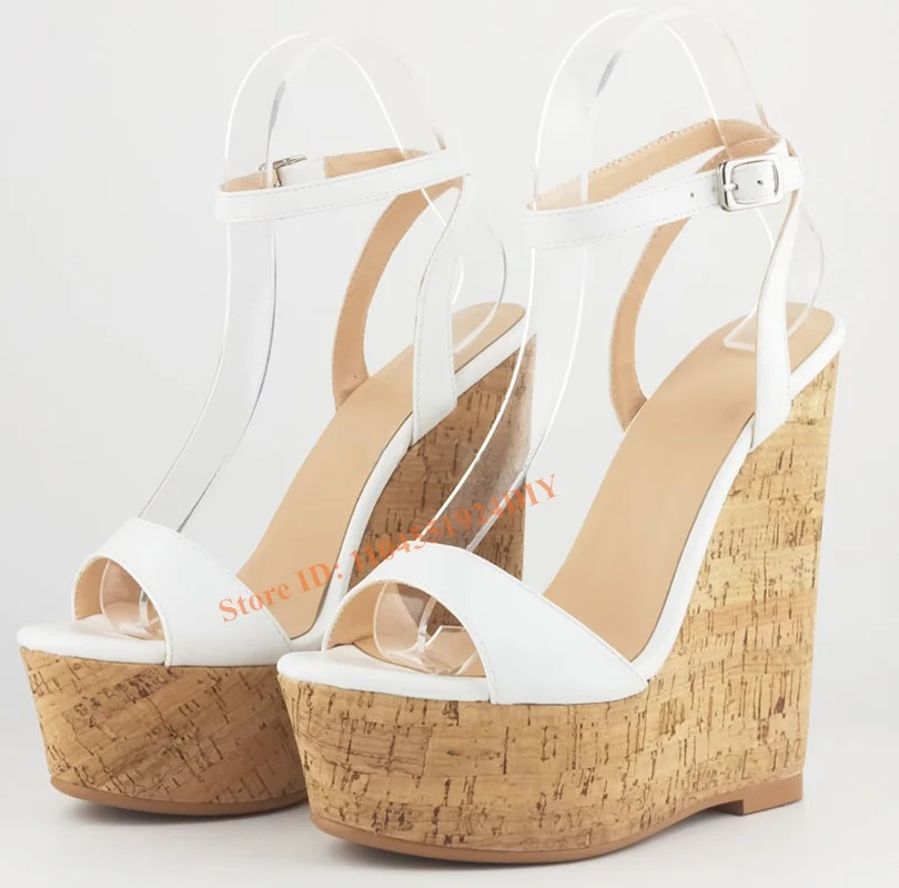 أحذية نسائية صنادل عالية الكعب امرأة الكاحل حزام منصة مريحة إسفين كعب المفتوحة تو الصنادل كعب الارتفاع 15 سنتيمتر #3