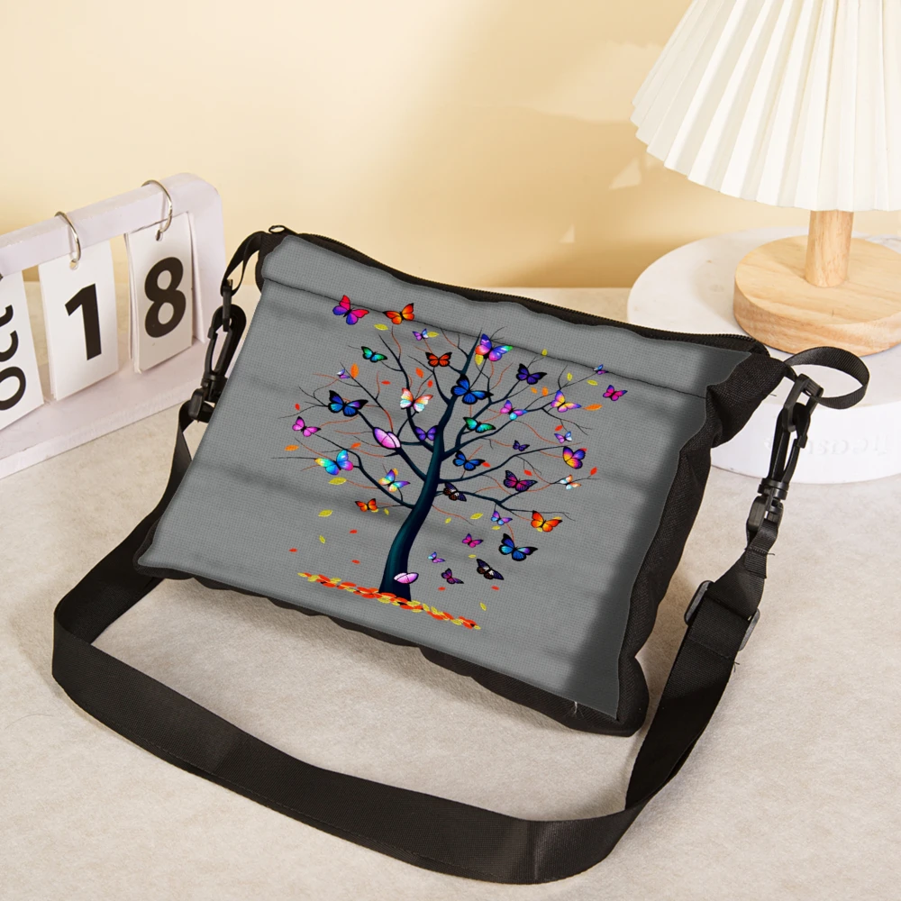 1pc Fashion Crossbody Bag Gray Butterfly Tree Print Shoulder Bags For Women Casual Daily Use Travel Shopping School Work Outdoor