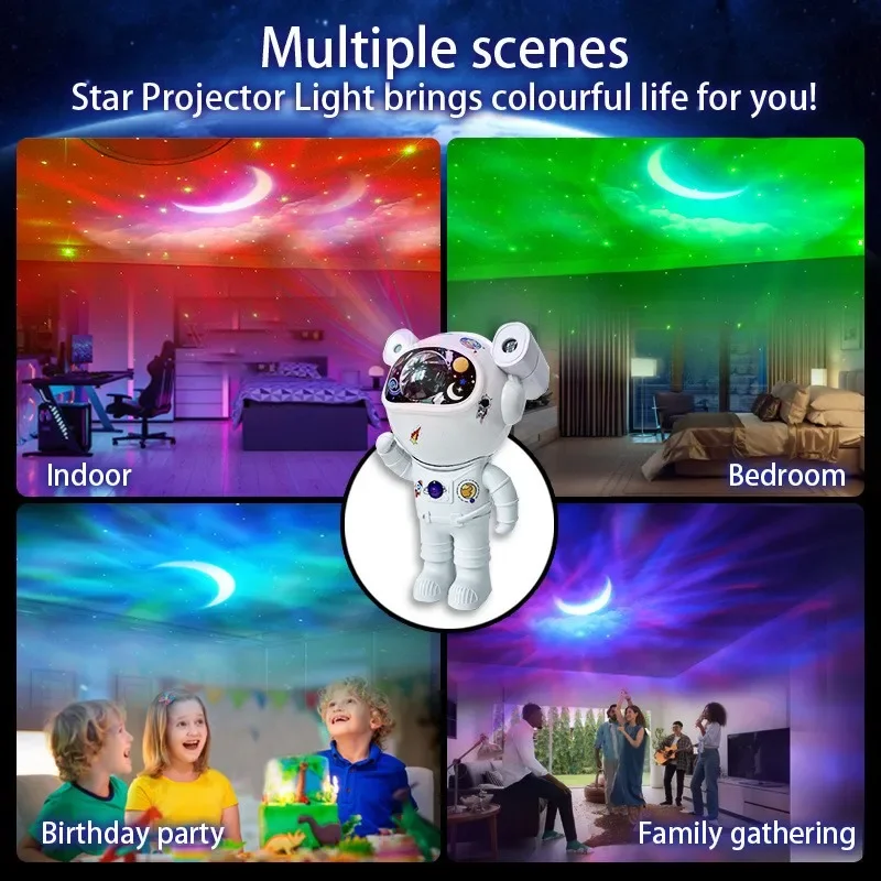 Led bedroom ambiance night light aurora  astronaut Bluetooth lamp with music astro projector lamp