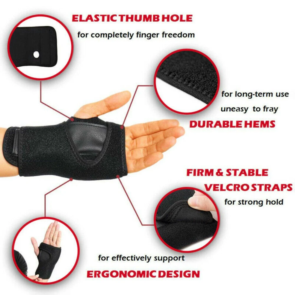 Carpal Tunnel Wrist Brace with Metal Splint for Women & Men, Adjustable Wrist Support Stabilizer for Hand Tendonitis, Arthritis