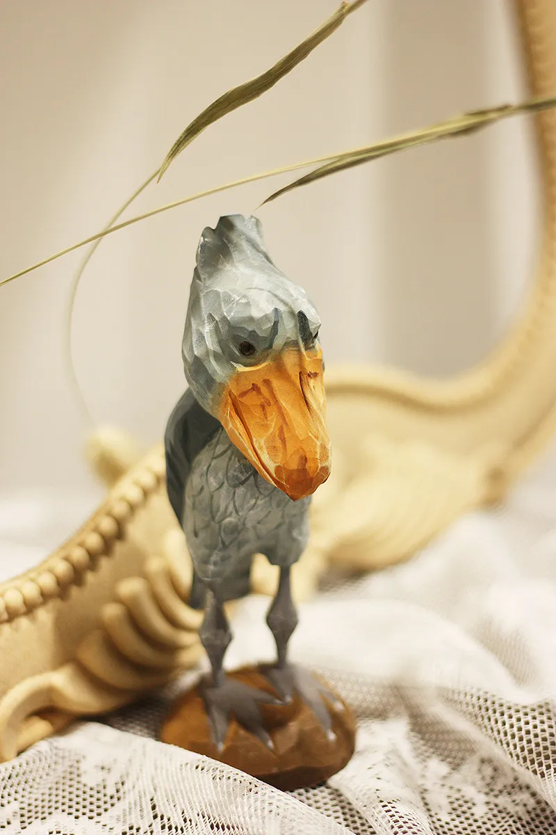 Wal-Kopf Storch Holzschnitzerei Vogel-Dekoration Rein Handgefertigte Massivholz Tier-Dekorationsobjekte Dekorative Wohnaccessoires – Detail 1
