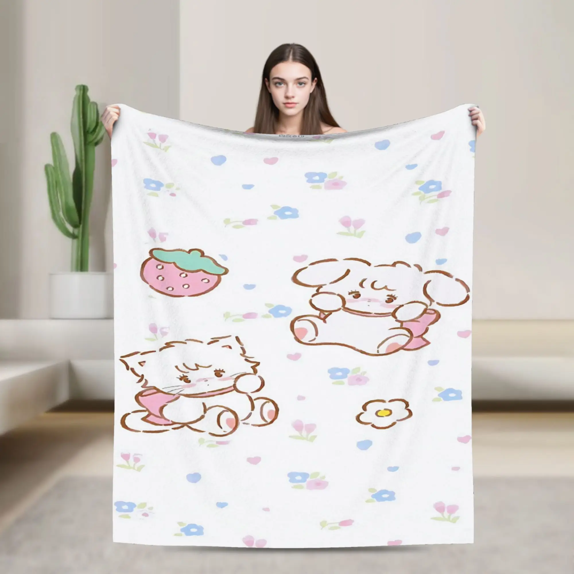 pink cartoon Mikko Mousse  Blanket Multi-size Cozy and Lightweight  Throw Blankets for Couch Sofa and Bed