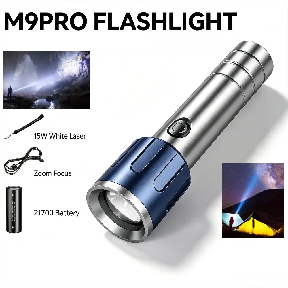 Super Bright Rechargeable LED Flashlight Compact Portable Long Lasting High Beam Lamp for Household Outdoor Work Lighting