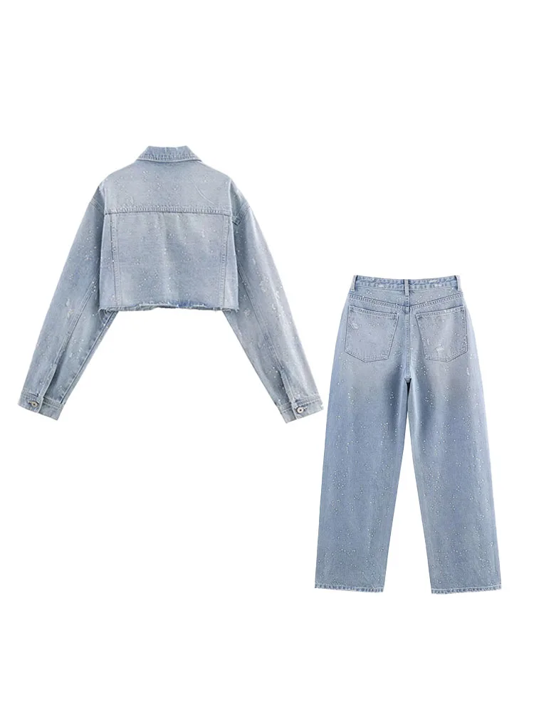 HH المرأة طويلة الأكمام زر الوقوف طوق الدانتيل متابعة قمصان فضفاضة + الخريف مرونة الخصر جيوب واسعة الساق السراويل الصلبة 2