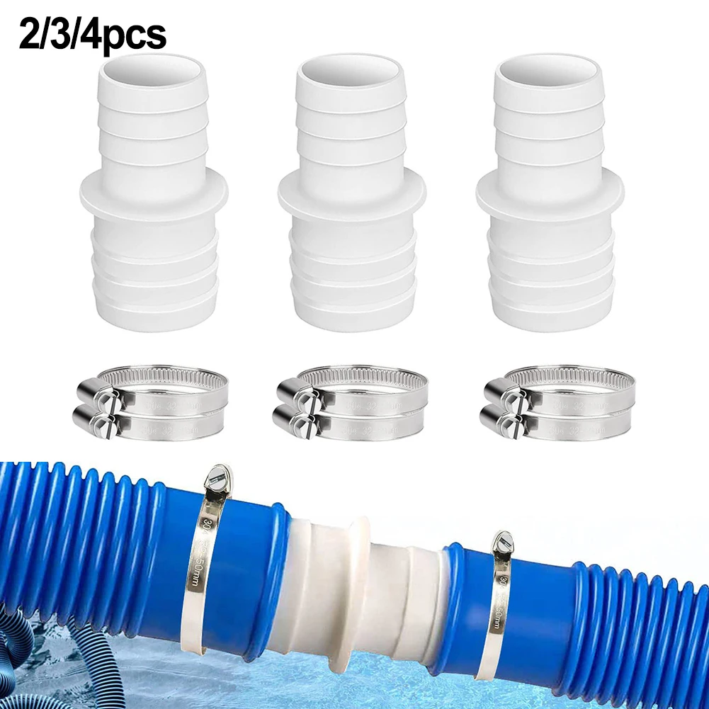 2/3/4Pcs Hose Connector Hose Nozzle Diameter 32mm-38mm For Pool + Stainless Steel Hose Clamps Swimming Pool Hose Adapter