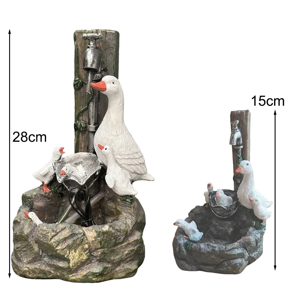 Garden Simulation Duck Resin Statues with Solar Lights and Flowing Water Fountain Outdoor Garden Patio Decorative Yard Ornaments