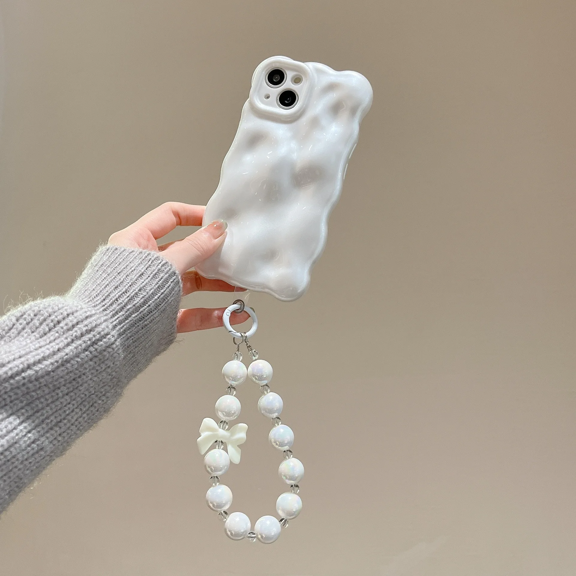 سنو بيرل وايت لطيف أنيق فتاة جراب هاتف آيفون 17 16 15 14 13 12 برو ماكس حافظة لطيف فاخر الكرتون غطاء مقاوم للصدمات #4