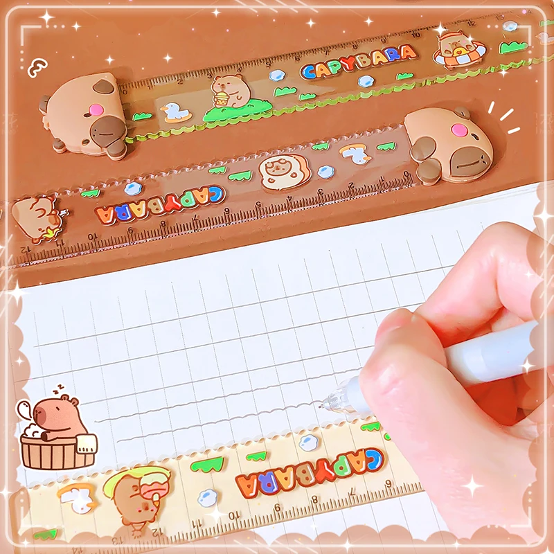 kawaii Aesthetic stationery items school acsesories back to school supply drawing cute capybara Ruler creative cute things