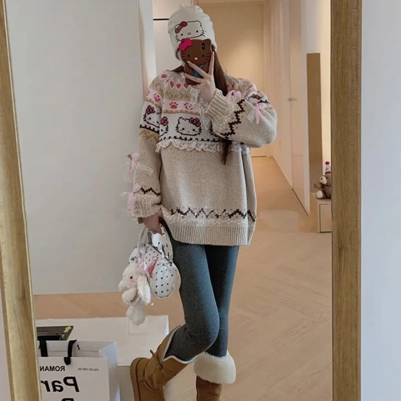 

Sanrio Hello Kitty Kawaii аниме модные повседневные женские наряды из двух предметов женские комплекты продвижение новый одинаковый женский теплый спортивный костюм