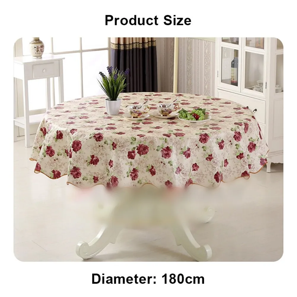 Round Table Cloth Round Floral Cotton Table Cover 6-Seater Thanksgiving Kitchen Dining Tablecloth Patio Table Cover For Event