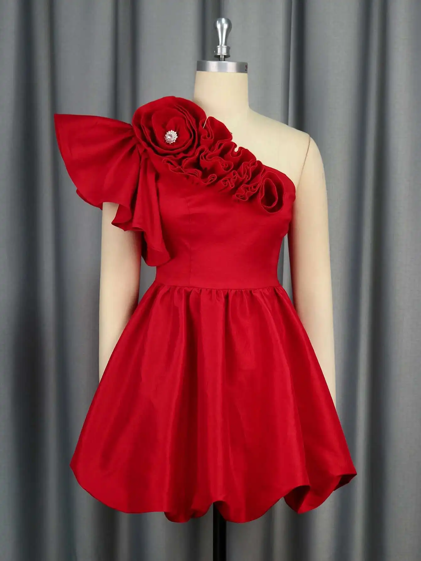 

Party Off-shoulder 3d Flower A-line Short Dress Ruffle Sleeve Sexy Graduation Dress Wedding 2025 Summer Dress Robe Vestido Women