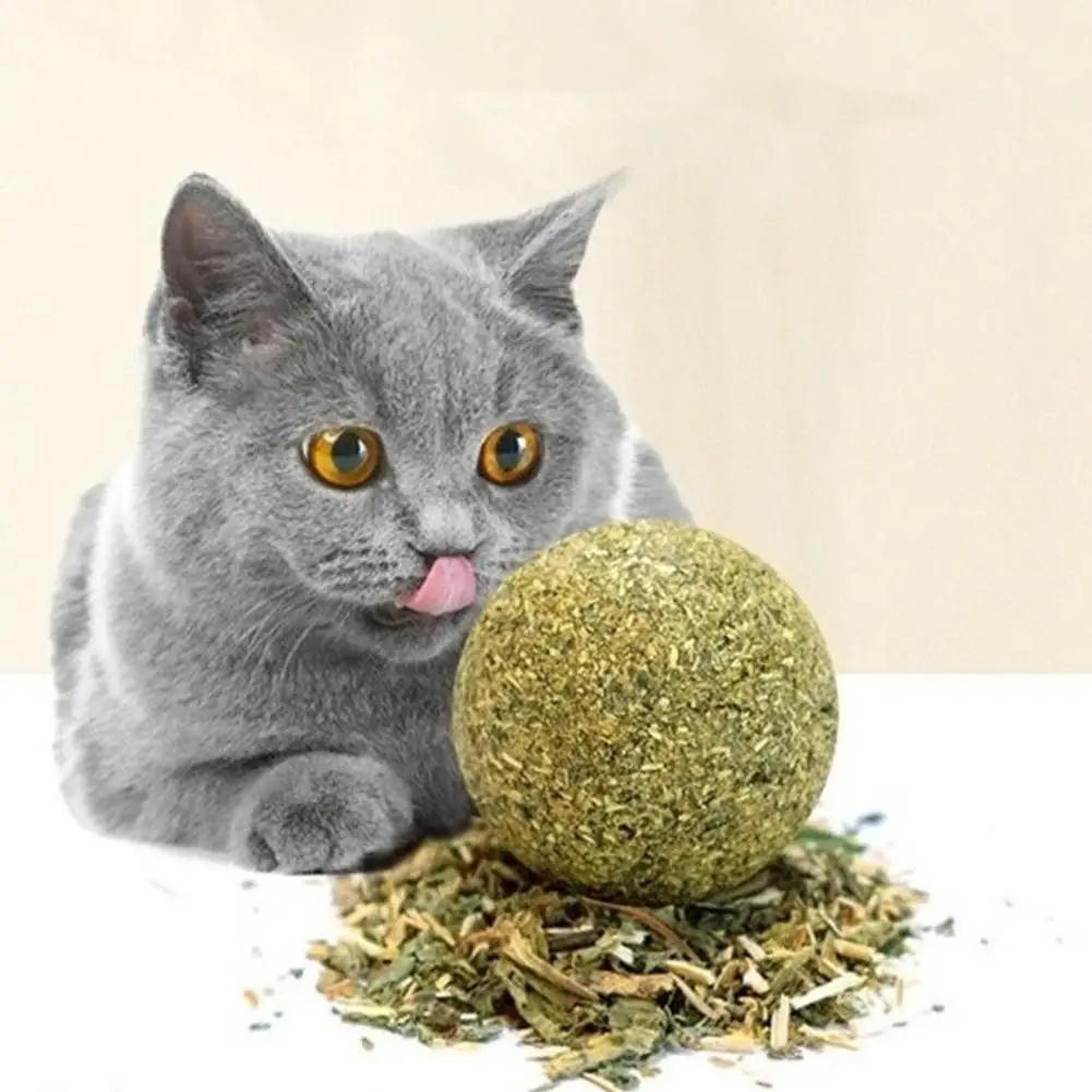 8Pcs Cat Wall Stick-on Ball Toy Pet Teeth Grinding Tooth Cleaning Cat Grass Balls Cat Snacks Hair Spitting Catnip Pet Supplies