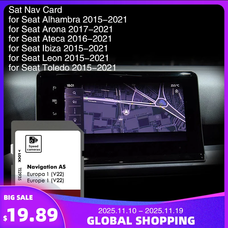 

SD-карта AS V19 MIB2 LEON Ateca IBIZA TOLEDO ALHAMBRA 2024, SD-карта NAVI, карта для сиденья