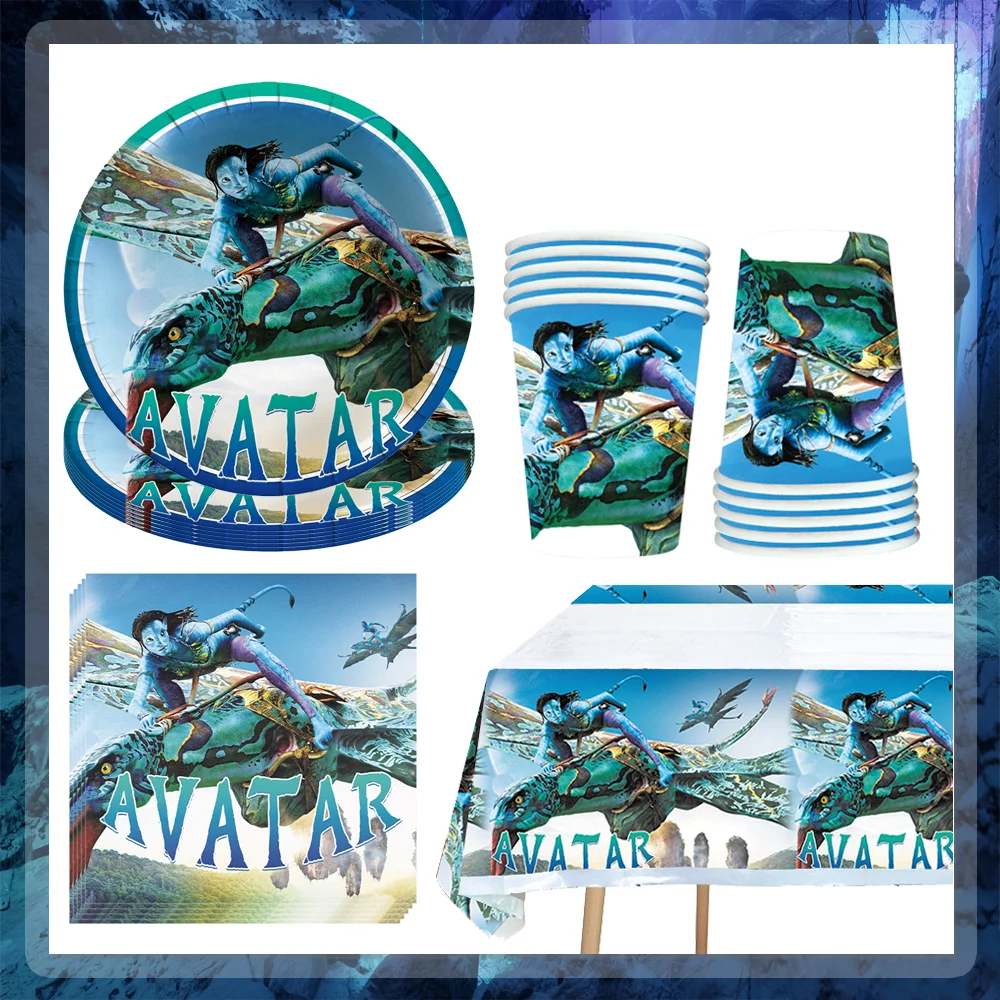 

The Movie Avatar 2 Boys Birthday Party Tableware Paper Cup Plate Napkin Tablecloth Set Baby Shower Family Party Supplies