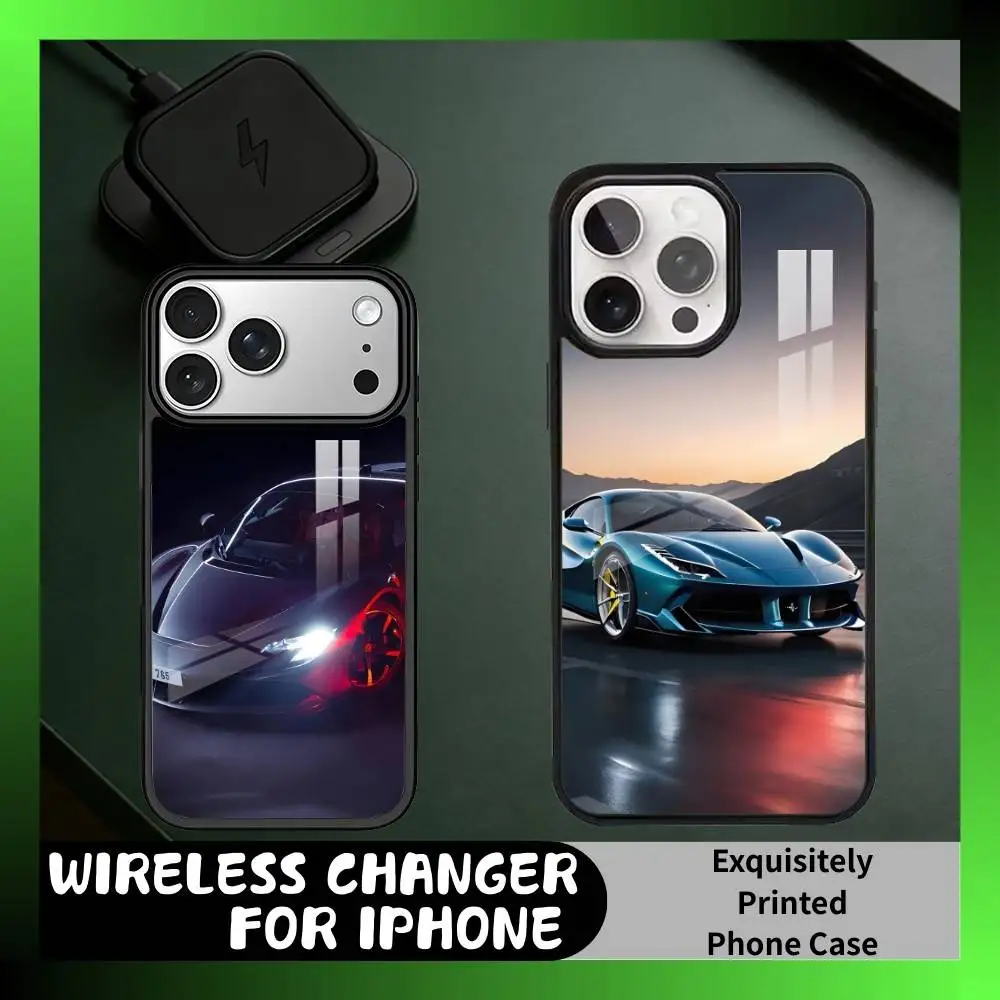 

FER SF90 Supercar Stradale Phone Case For iPhone17,16,15,14,13 Plus,Pro Max Magnetic For Magsafe Wireless Charging