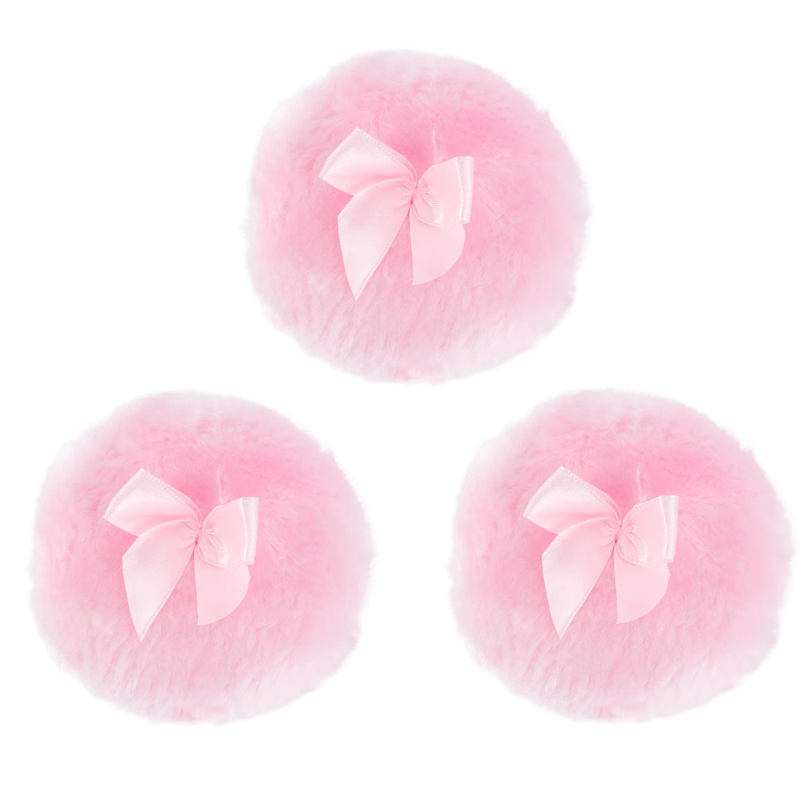 

3PC Powder Puff Long Hair Talcum Powder Puff Baby Special Prickly Heat Powder Puff Plush Powder Puff Lovely Bowknot Design Powde