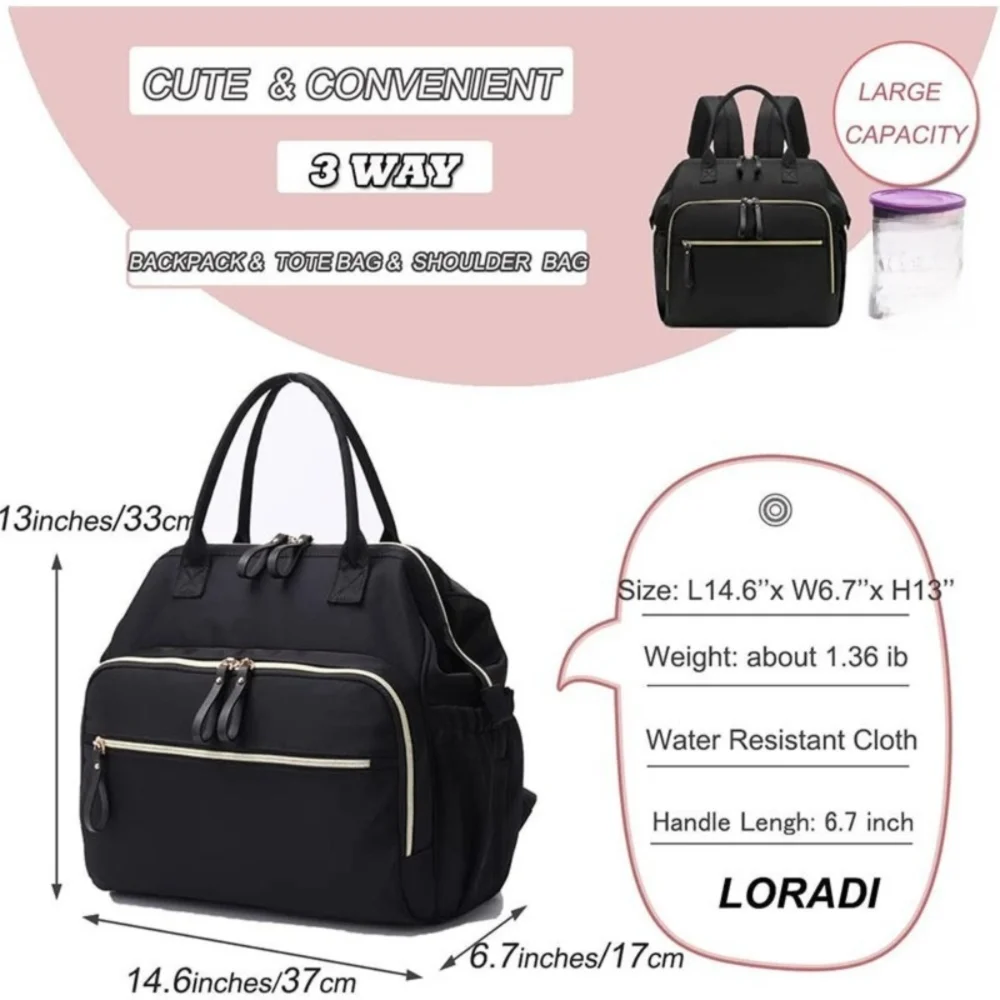 حقيبة ظهر للأم ذات سعة كبيرة، متعددة الوظائف، منظم الحفاضات المقاوم للماء، تصميم عصري، حقيبة حفاضات للاستخدام اليومي #6