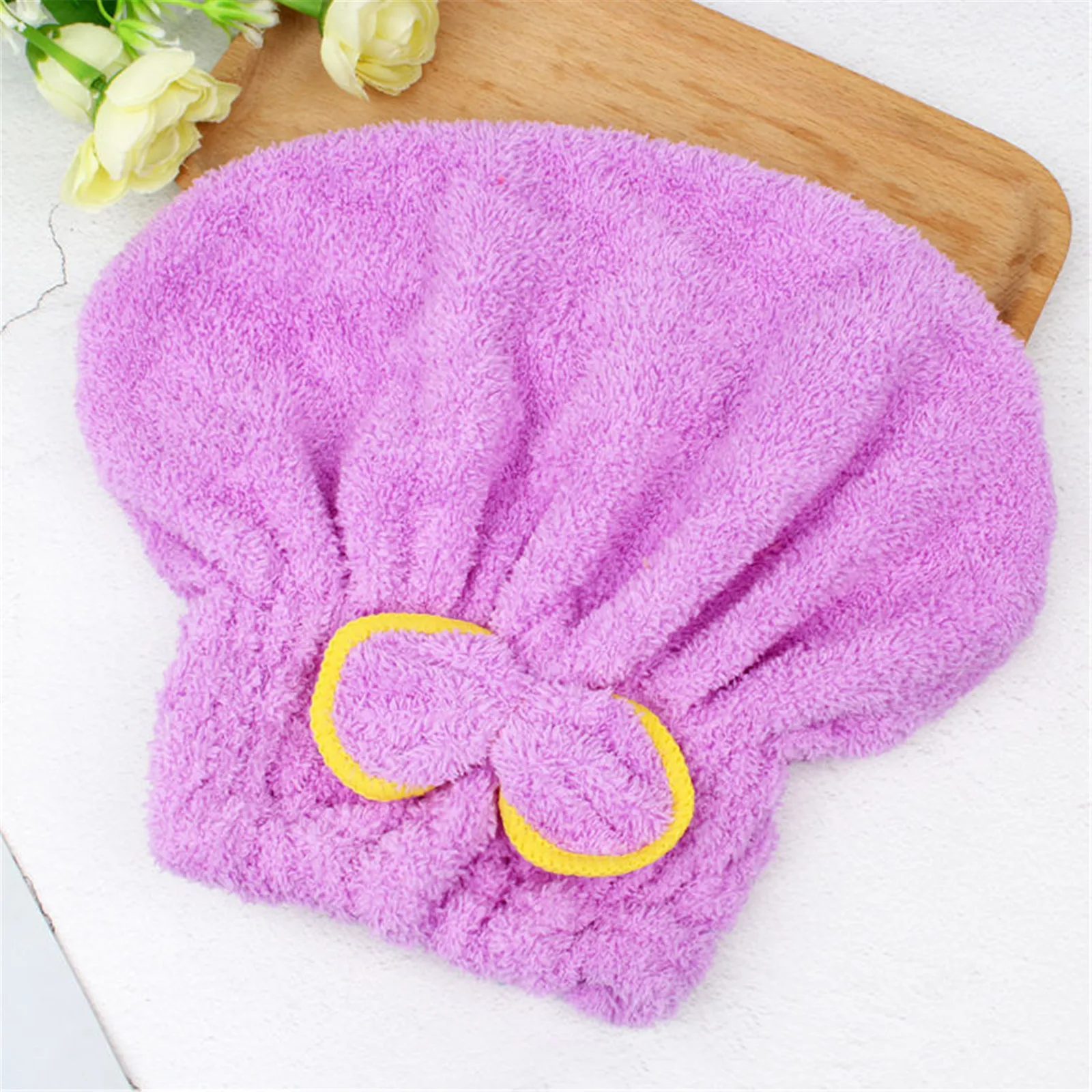 Shower Cap for Women Hair Cap Microfibre Quick Hair Drying Bath Spa Bowknot Wrap Towel Hat Cap for Bath Bathroom Accessories