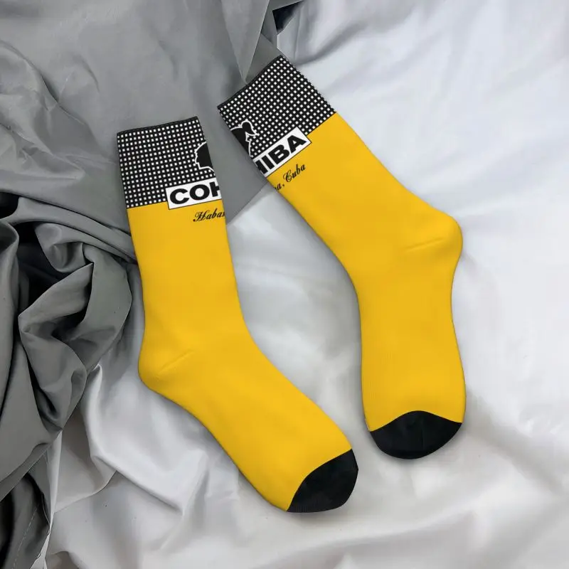 Funny Print Cohiba Habana Cuba Cigar Socks for Women Men Stretchy Summer Autumn Winter Crew Socks