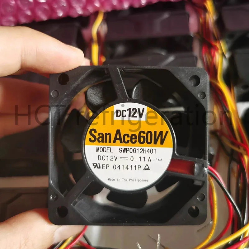 Original 9WP0612H401 DC12V 0.11A 3 wires 6CM fan 6025: IP65 fully waterproof