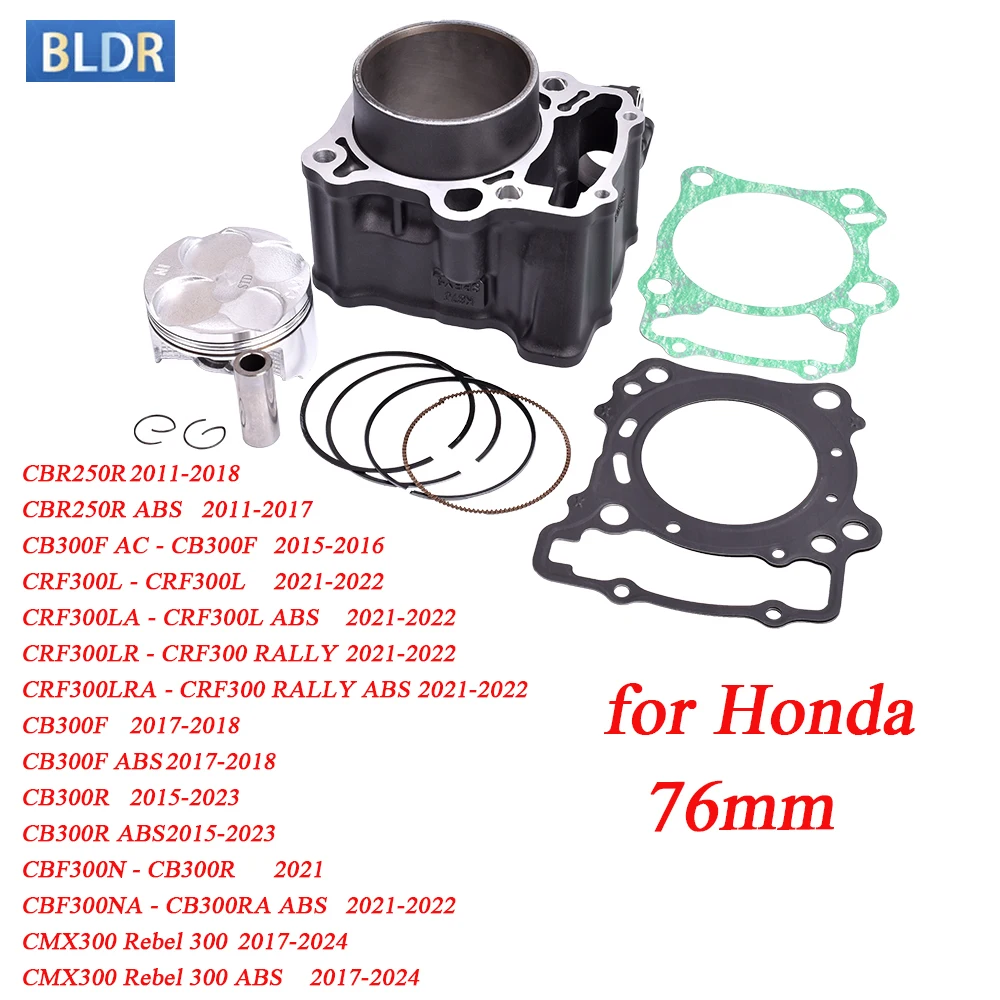 

76mm 12100-K33-D00 Cylinder Piston Rings Gasket for Honda CBR250R ABS CB300F CRF300L CB300F CMX300 Rebel