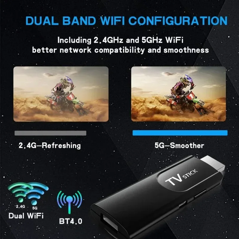 ATV WIFI 2.4G 5.8G TV Stick Android 13 Stick HDR Set Top OS 4K 1080P WiFi6 Для Google YouTube NETFLIX Сетевой медиаплеер ﻿