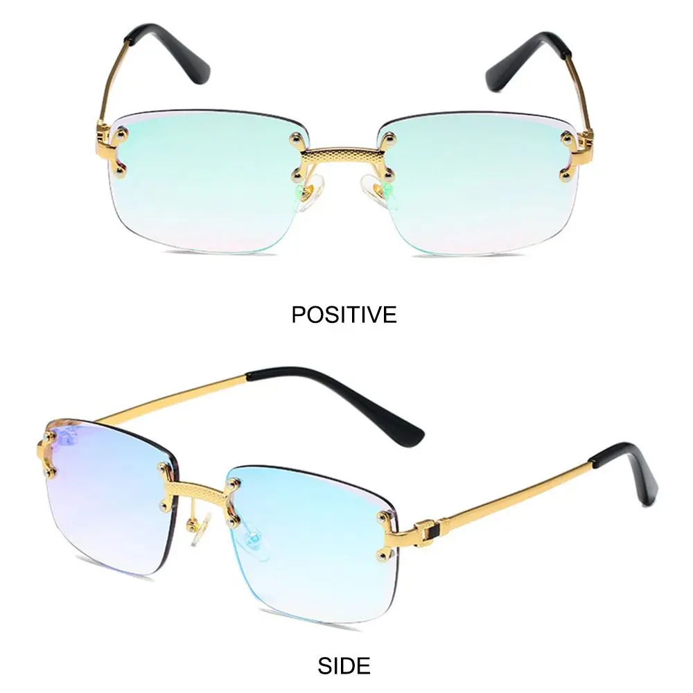 

Прямоугольные солнцезащитные очки без оправы с обрезанными краями, высококачественные солнцезащитные очки с защитой от ультрафиолета, градиентные линзы, очки для улицы, путешествий, пляжа